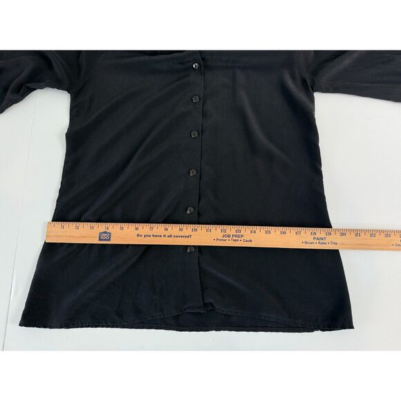 Hunter Dixon by Hunter Bell Women's Black Silk Blouse Tie Neck Button Up Size XS - Picture 7 of 10